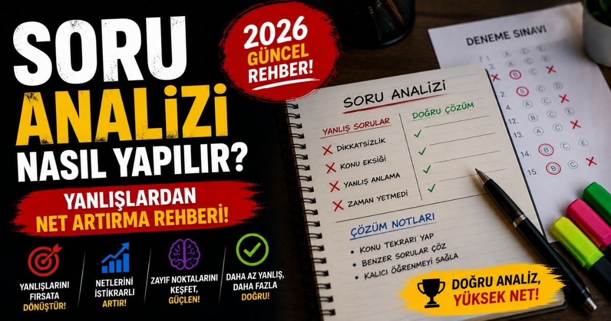 Soru Analizi Nasıl Yapılır? Yanlışlardan Net Artırma Rehberi (2026)